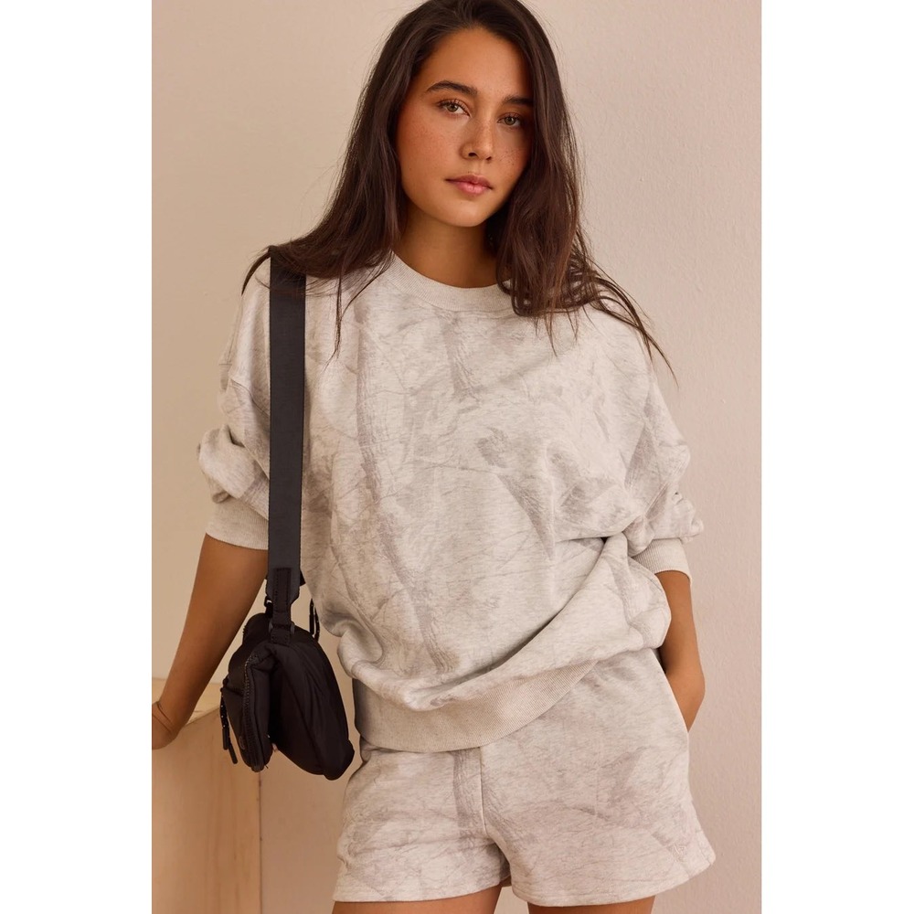 AS Revival Grey Camo Wash Crewneck Sweatshirt Oversized Pullover Size XXS NWT